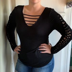 Black Sexy Venus Long Sleeve Top